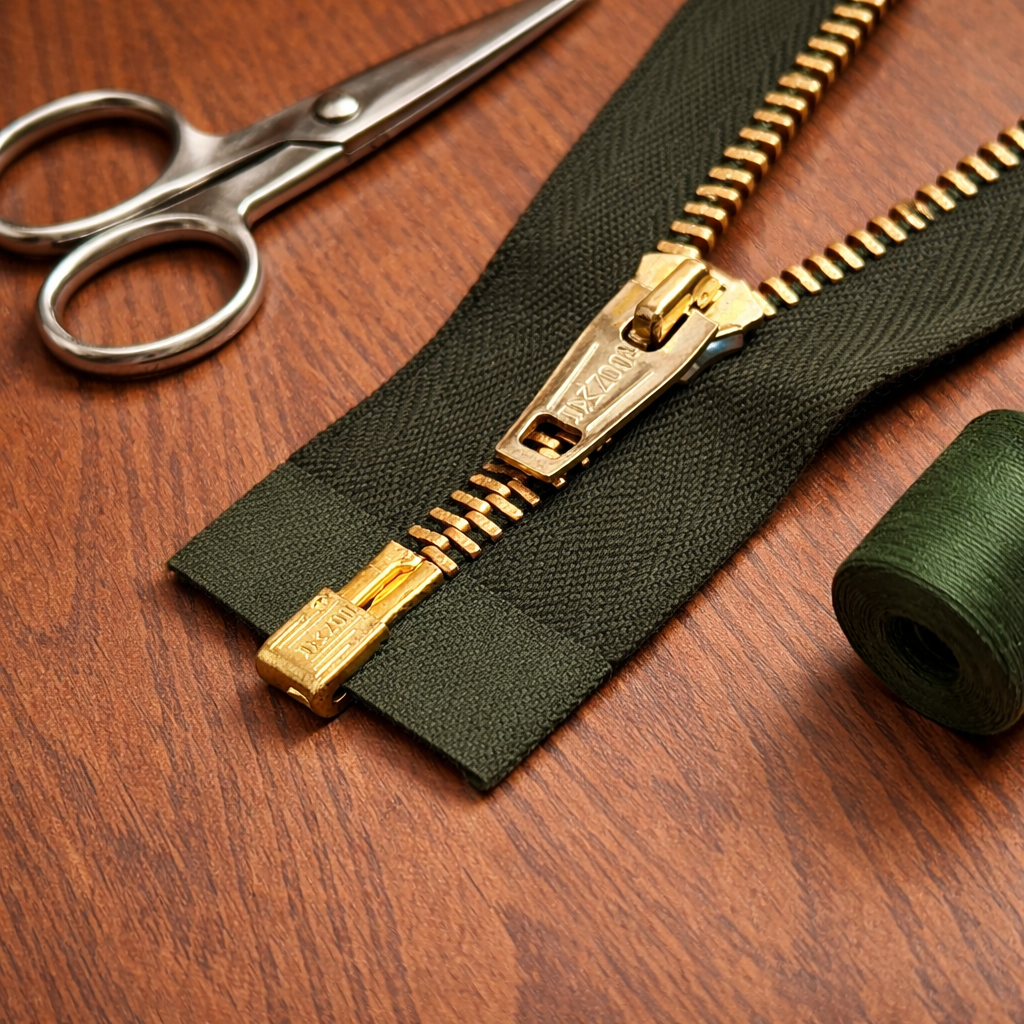 Vintage 1950s Conmar Metal Separating Zipper – 18” Green | NOS Brass Teeth | Jacket & Coat Sewing Repair