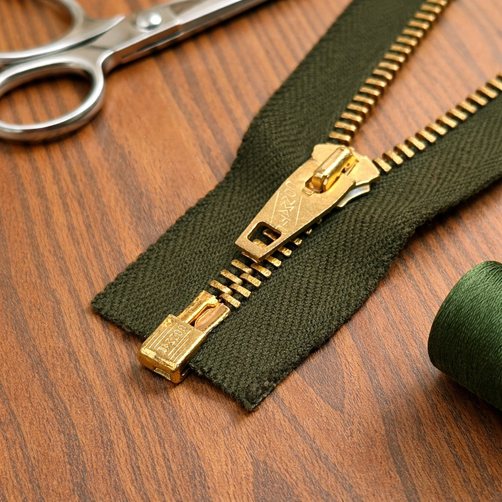 Vintage 1950s Conmar Conmatic Metal Separating Zipper – 19” Green | NOS Brass Teeth | Jacket & Coat Replacement