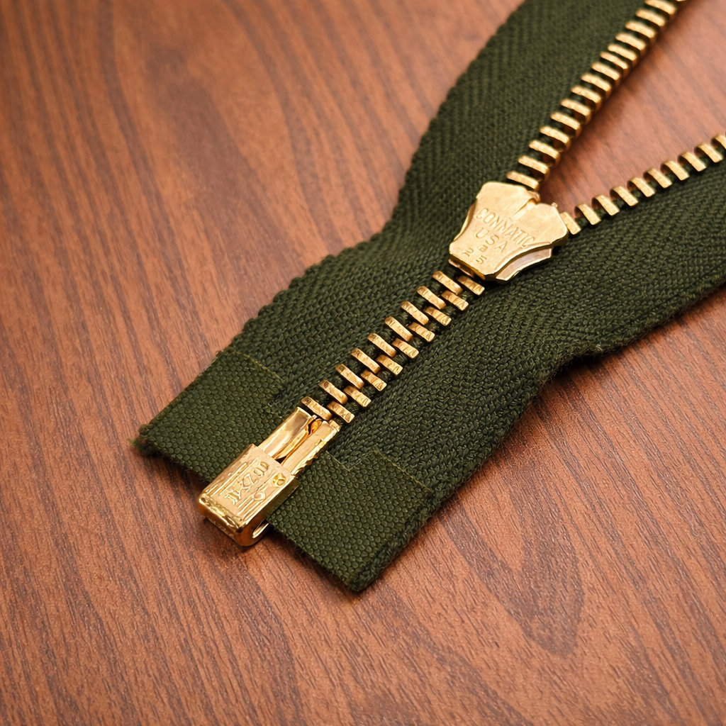 Vintage 1950s Conmar Conmatic Metal Separating Zipper – 19” Green | NOS Brass Teeth | Jacket & Coat Replacement