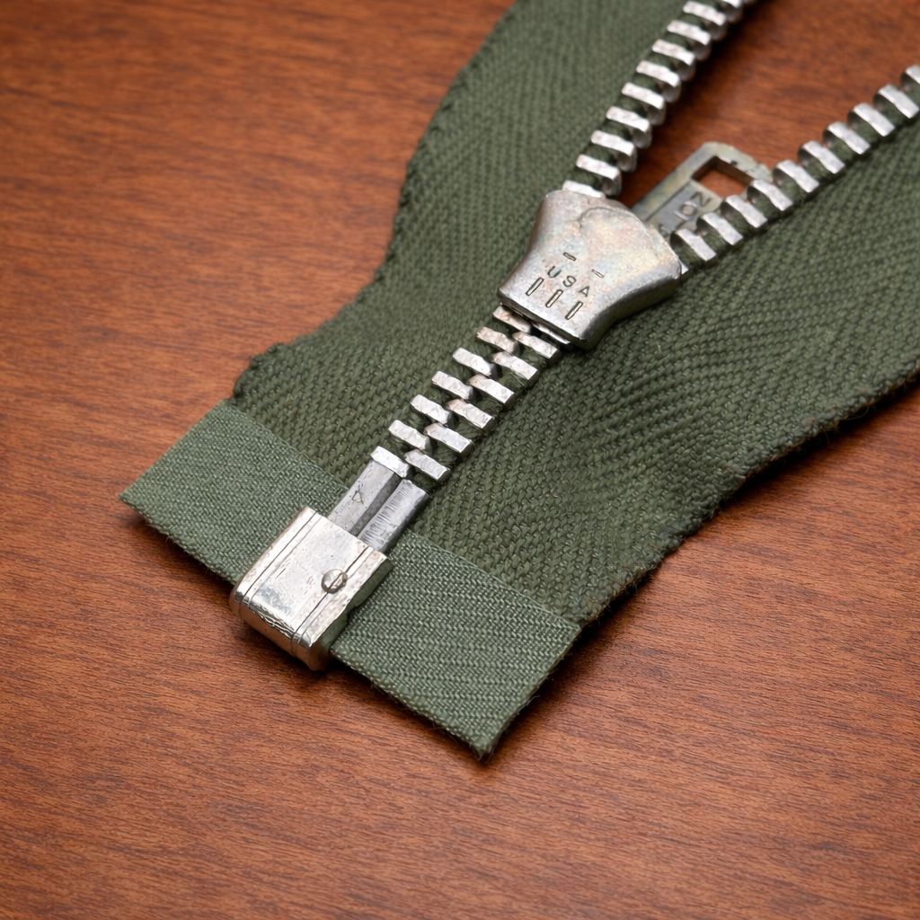 Vintage 1950s Talon Metal Separating Zipper – 18” Light Green | NOS Aluminum Teeth | Jacket & Coat Sewing Repair