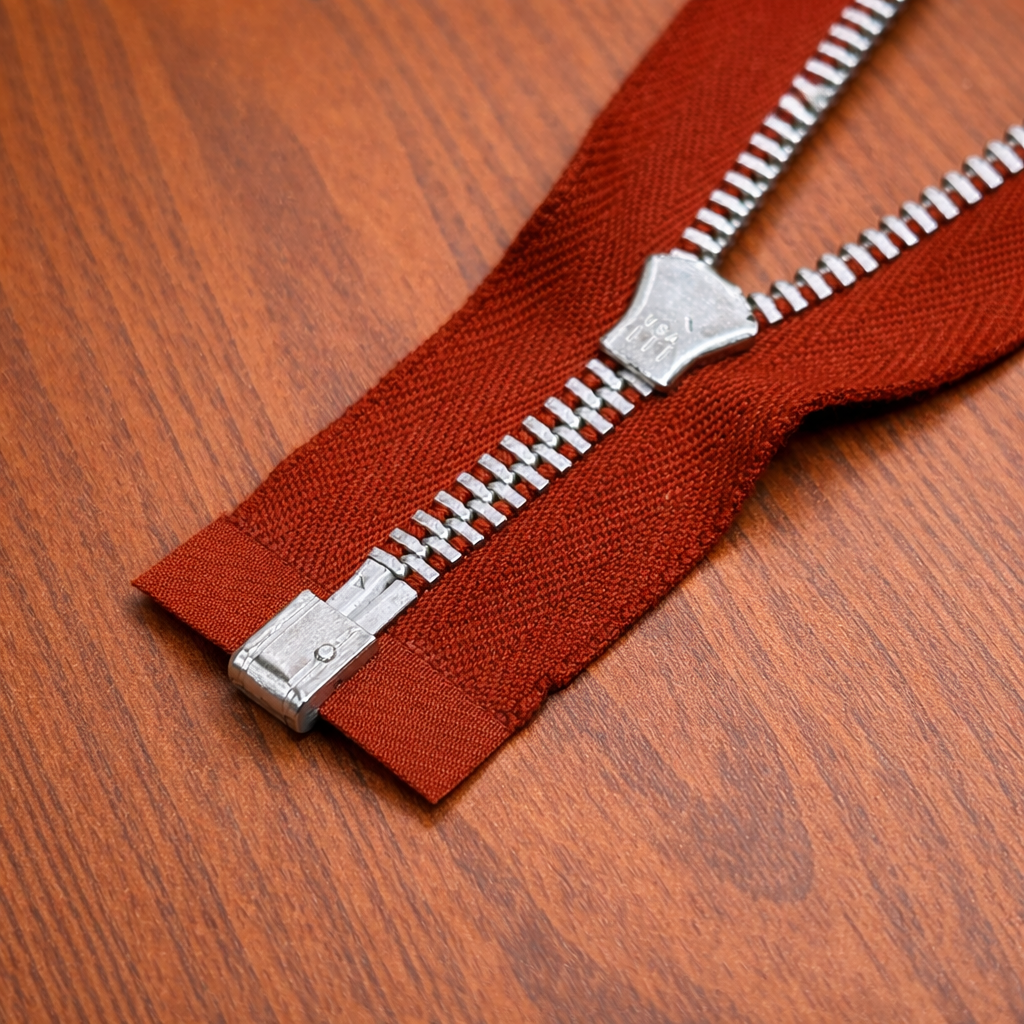 Vintage 1950s Talon Metal Separating Zipper – 21” Dark Red | NOS Aluminum Teeth | Coat & Jacket Replacement