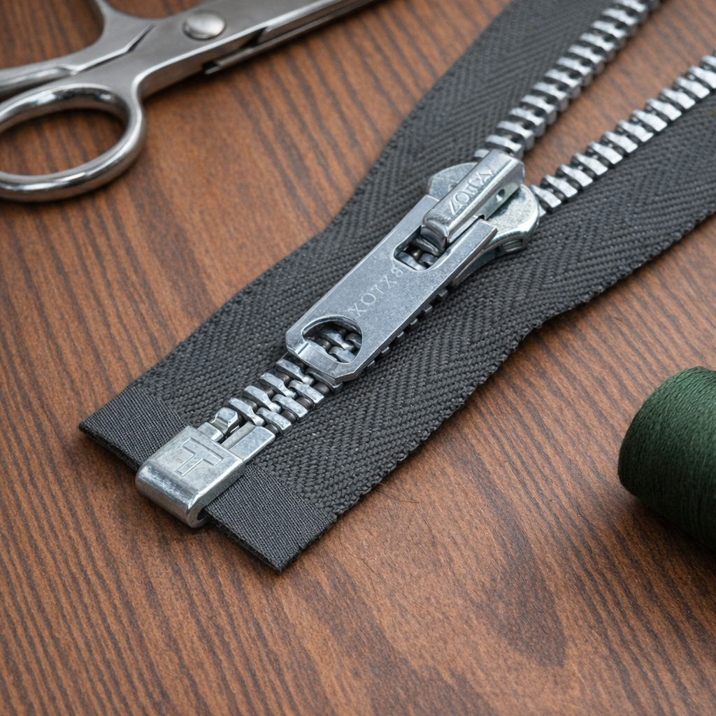 Vintage 1950s Talon Metal Separating Zipper – 22” Gray | NOS Aluminum Teeth | Long Coat & Jacket Replacement