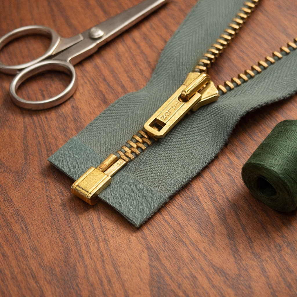 Vintage 1950s Talon Metal Separating Zipper – 16” Light Green Teal | NOS Brass Teeth | Jacket & Sewing Repair