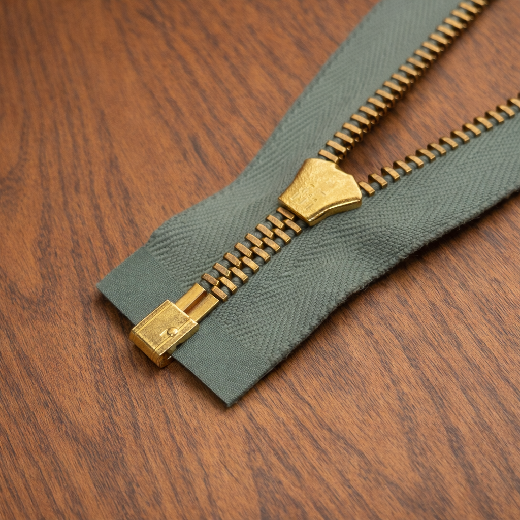 Vintage 1950s Talon Metal Separating Zipper – 16” Light Green Teal | NOS Brass Teeth | Jacket & Sewing Repair